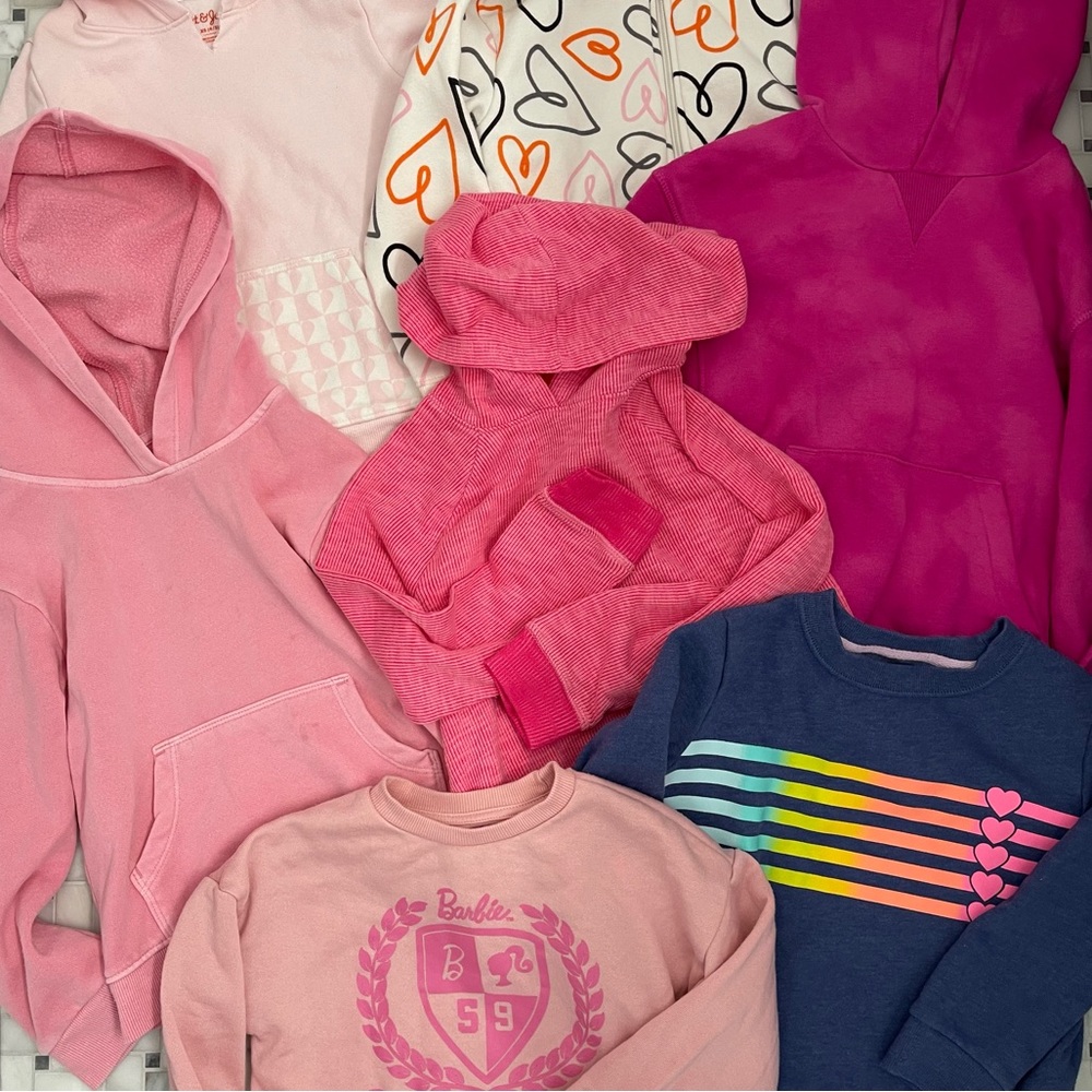 Girls Sweatshirt & Hoodie Bundle. 7 tops included. EUC. Size XS (4-5) years.